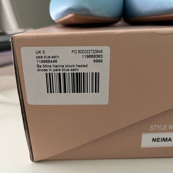 Be Mine Neima Block Heeled Shoes in Pale Blue Satin from ASOS (Size US 5/UK 3) - Picture 7 of 12